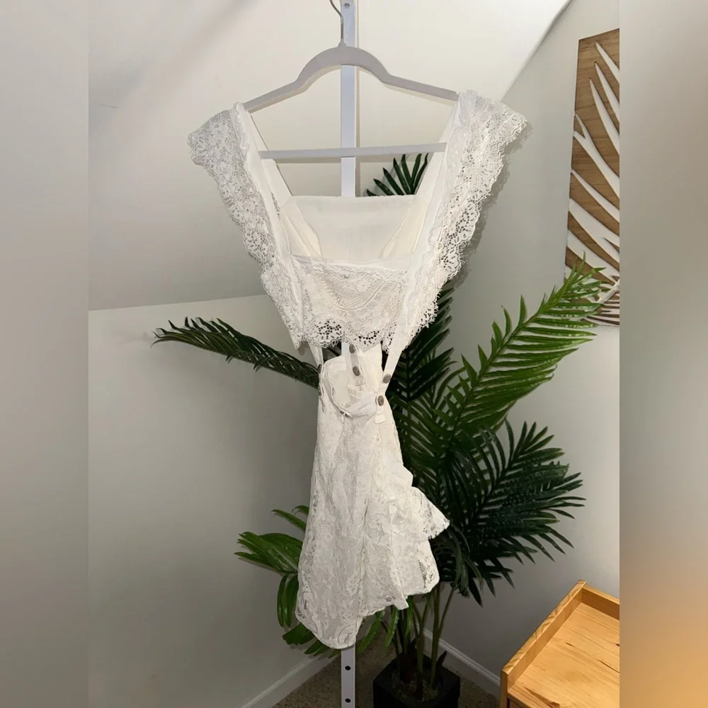 For love and lemons Tati Pinafore dress White Lace Sz XS - Picture 7 of 7